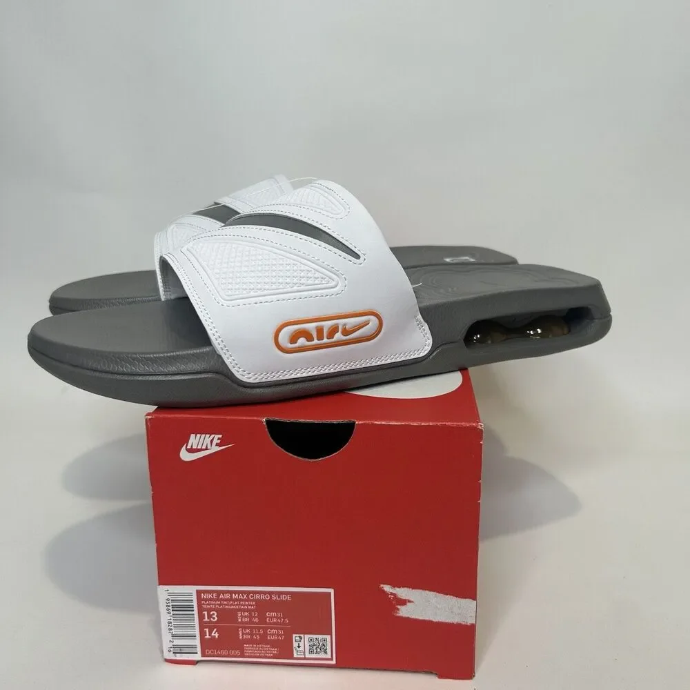 Nike Max Cirro Slides Sandals “White Gray Orange Platinum” 2024